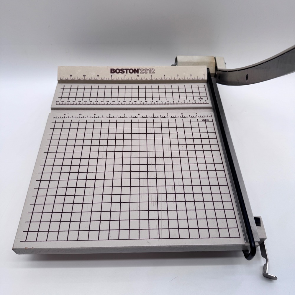 Vintage Boston Paper Trimmer Tan 2612 Guillotine Style 12 Inch Heavy Duty Cutter